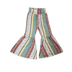 Boutique Bell Bottom Pants Girls 6T Multicolored Flared‎ High Waist Trendy Print